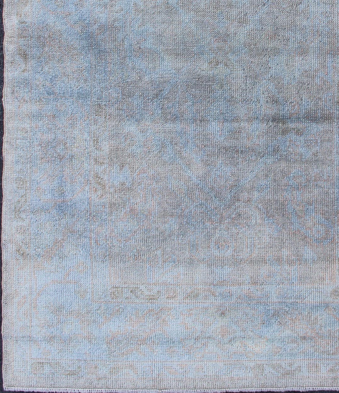 Keivan Woven Arts, Vintage Turkish Over - Dyed Rug With Blue With Faded Brown, vintage oushak, blue oushak, Over dye rug kwarugs / En - 819, Turkish Oushak over - dyed in blue color with tan and brown This Turkish carpet with a classical composition ... - Keivan Woven ArtsEN - 819 - 11733Rug