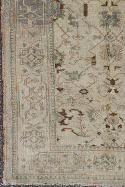 Vintage Turkish Oushak Rug with All - Over Sub - Geometric and Tribal Design, rug en - 859, country of origin / type: Turkey / Oushak, circa mid - 20th century This vintage Turkish Oushak carpet (circa mid - 20th century) features an all - over design of su... - Keivan Woven ArtsEN - 859 - 6342Rug
