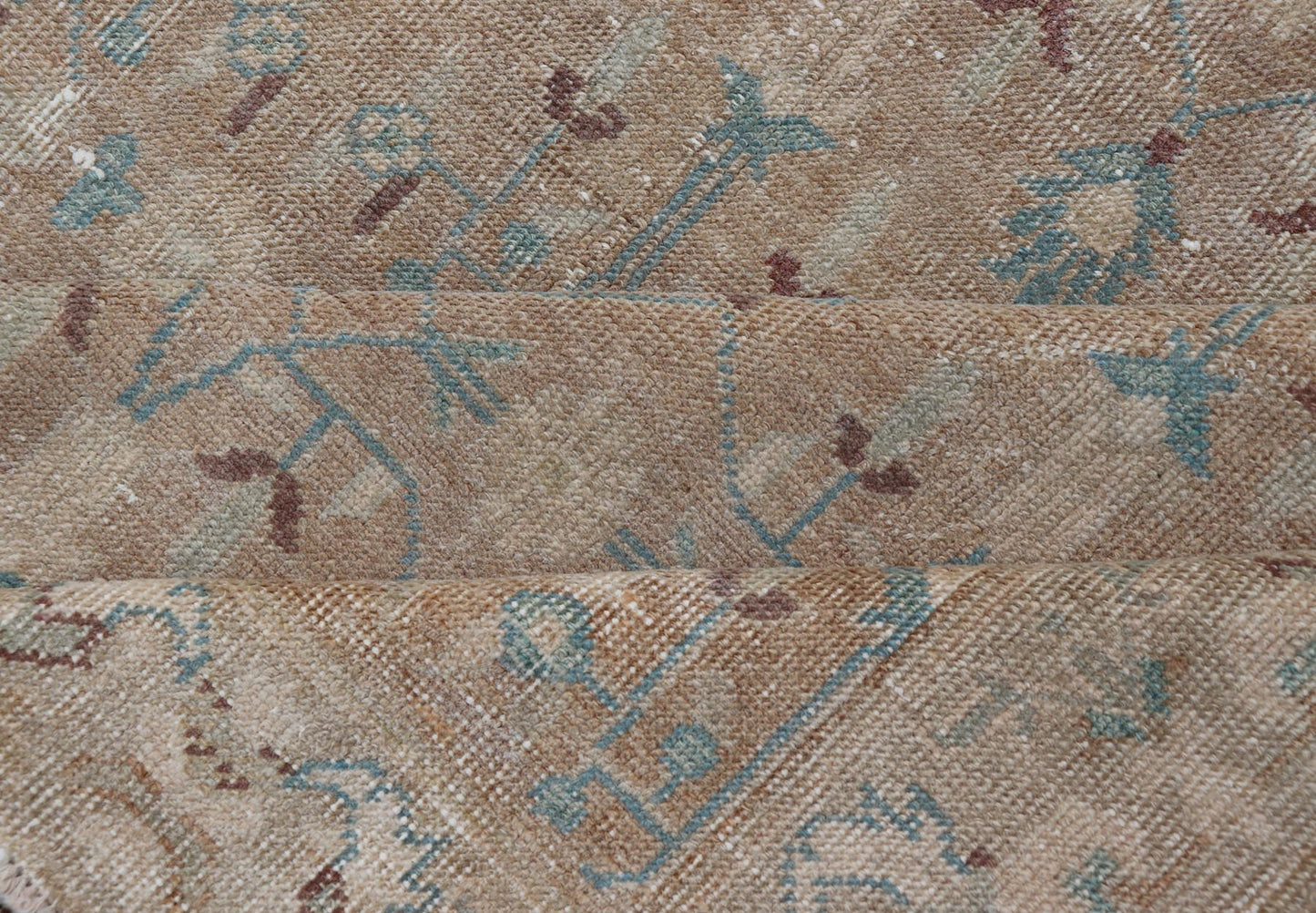 Vintage Turkish Oushak with All - Over Design in Muted Tones & Neutral Colors Vintage Turkish Oushak rug with overall Sub - geometric design paired with Delicate colors, Light blue, soft pink, taupe's. Keivan Woven Arts / circa/1940 rug/ EN - 86048 M... - Keivan Woven ArtsEN - 86048 - 19124Rug