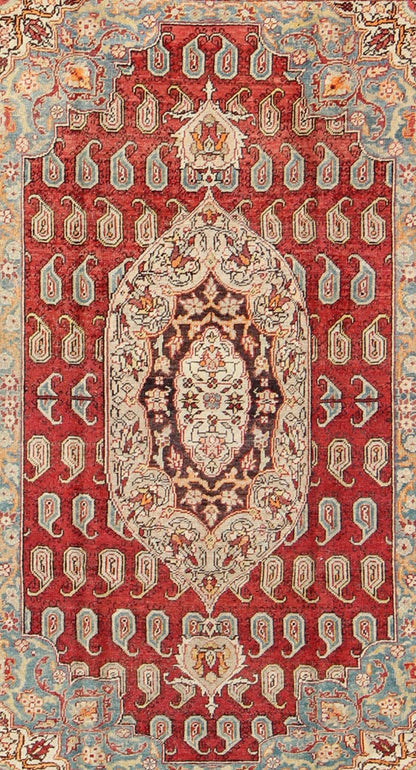 Antique Turkish Oushak Rug This stunning antique Turkish Oushak was beautifully handcrafted during the early part of the 20th Century. A regal sub - geometric design and center medallion rests upon a field of red. An intricate, broad border surrou... - Keivan Woven ArtsEN - 86834 - 898Rug
