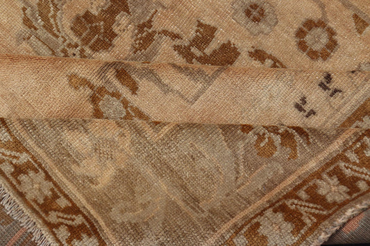 Vintage Turkish Oushak Rug with Detailed Vines and Flowers Measures: 6'9 x 9'11 The Oushak wool rug features two oversized medallions with detailed vines and flowers. A framework of floral motifs and stylized branches form the border and ... - Keivan Woven ArtsEN - 87601 - 870Rug