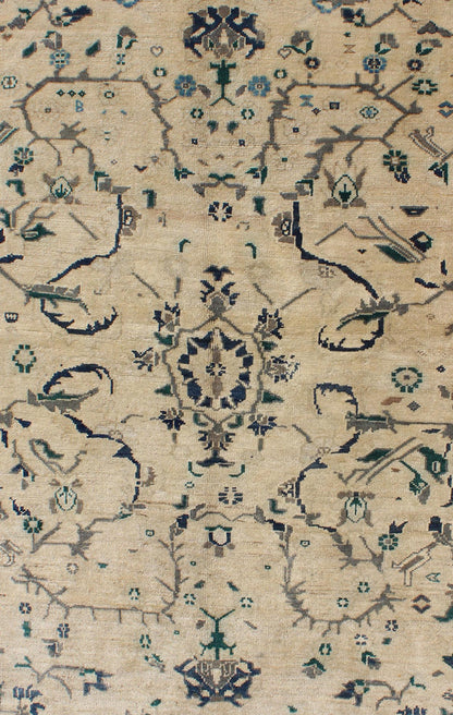 Vintage Turkish Oushak Rug with Vining Florals in Cream and Sapphire Blue Turkish Oushak Rug Vintage with Vining Florals rug/en - 92194, origin/turkey kwarugs This Oushak rug features a unique blend of colors and an intricately beautifu... - Keivan Woven ArtsEN - 92194 - 1640Rug