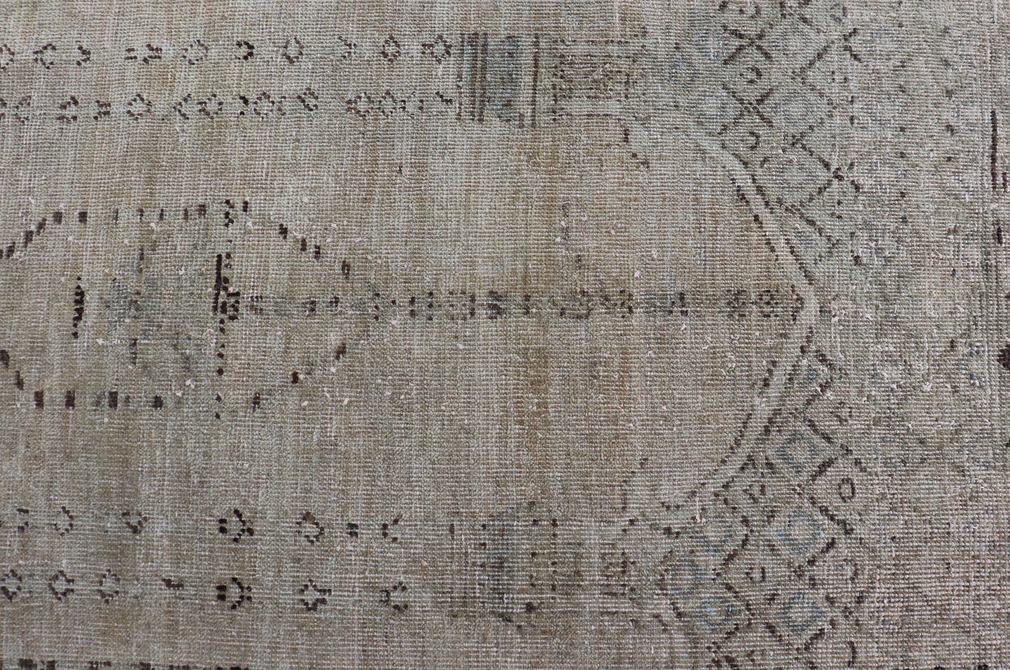 Skinny Long Turkish Runner with Floral Design in Taupe, Gray, and Brown. Distressed Turkish long and narrow runner with floral design and neutral colors. rug/EN - 94027, 1940 vintage Oushak runner Measures:2'5 x 17'3 This vintag... - Keivan Woven ArtsEN - 94027 - 1863Rug
