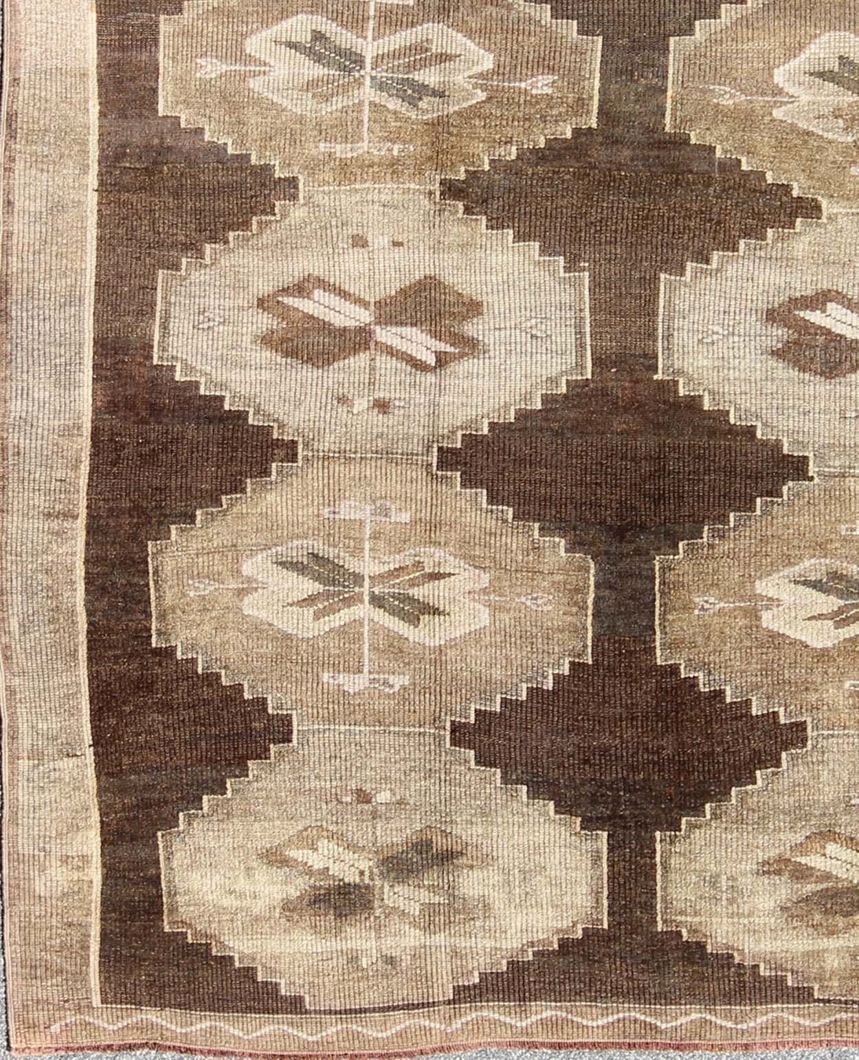 Vintage Turkish Kars Rug With All Over Geometric Design in Chocolate Brown and Earth Tones Keivan Woven Arts - Vintage Turkish Kars Rug with All Over Geometric Design in Brown and Neutrals. Rug/, Turkish Rug This stunning Turkish rug from ... - Keivan Woven ArtsEN - 94279 - 2390Rug