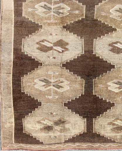 Vintage Turkish Kars Rug With All Over Geometric Design in Chocolate Brown and Earth Tones Keivan Woven Arts - Vintage Turkish Kars Rug with All Over Geometric Design in Brown and Neutrals. Rug/, Turkish Rug This stunning Turkish rug from ... - Keivan Woven ArtsEN - 94279 - 2390Rug