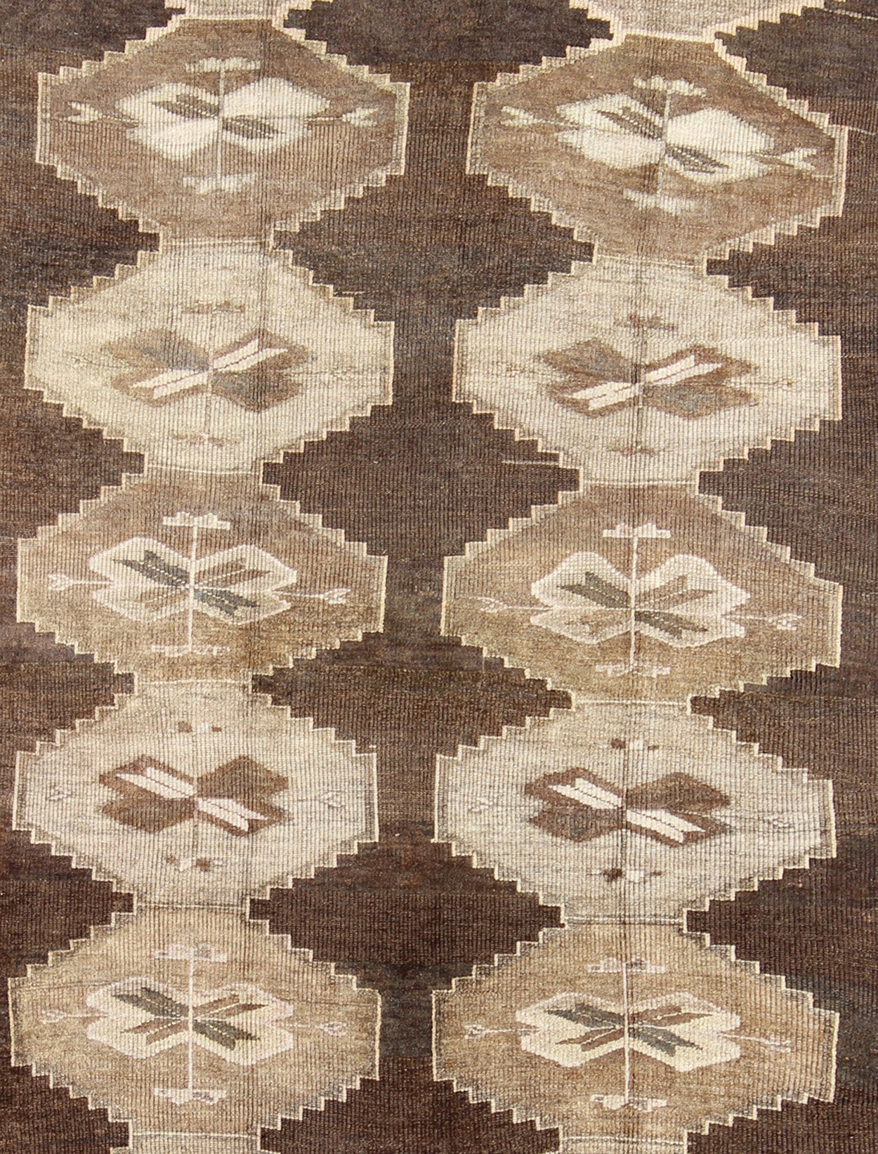 Vintage Turkish Kars Rug With All Over Geometric Design in Chocolate Brown and Earth Tones Keivan Woven Arts - Vintage Turkish Kars Rug with All Over Geometric Design in Brown and Neutrals. Rug/, Turkish Rug This stunning Turkish rug from ... - Keivan Woven ArtsEN - 94279 - 2390Rug