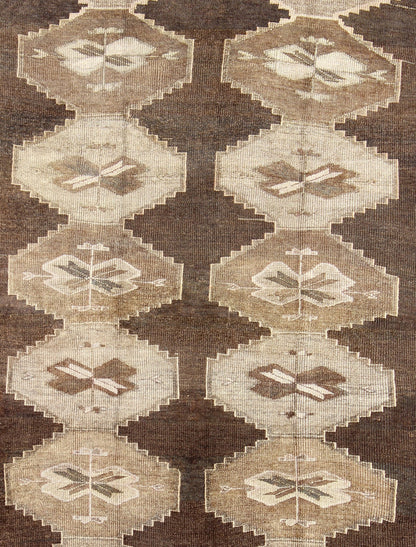 Vintage Turkish Kars Rug With All Over Geometric Design in Chocolate Brown and Earth Tones Keivan Woven Arts - Vintage Turkish Kars Rug with All Over Geometric Design in Brown and Neutrals. Rug/, Turkish Rug This stunning Turkish rug from ... - Keivan Woven ArtsEN - 94279 - 2390Rug