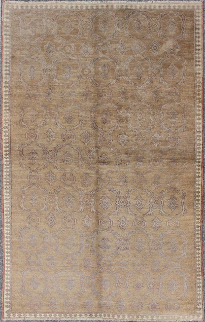 Latticework Double Arrow - Head Design Vintage Turkish Tulu Rug in Taupe and Gray kwarugs Cross - latch / latticework Turkish Oushak rug vintage in mocha brown and gray. Keivan Woven Arts / rug en - 987, country of origin / type: Turkey / Tulu, circa ... - Keivan Woven ArtsEN - 987 - 6612Rug