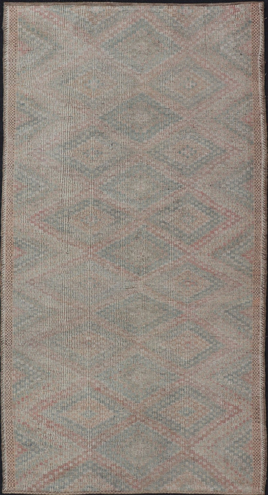 Vintage Turkish Embroidered Flat - Weave Rug with Geometric Design Vintage Turkish Embroidered Flat - Weave Long Rug with Neutral - Toned Geometric Design. Keivan Woven Arts - Geometric design vintage Kilim gallery rug from Turkey rug EN - P13110, countr... - Keivan Woven ArtsEN - P13110 - 17694Rug