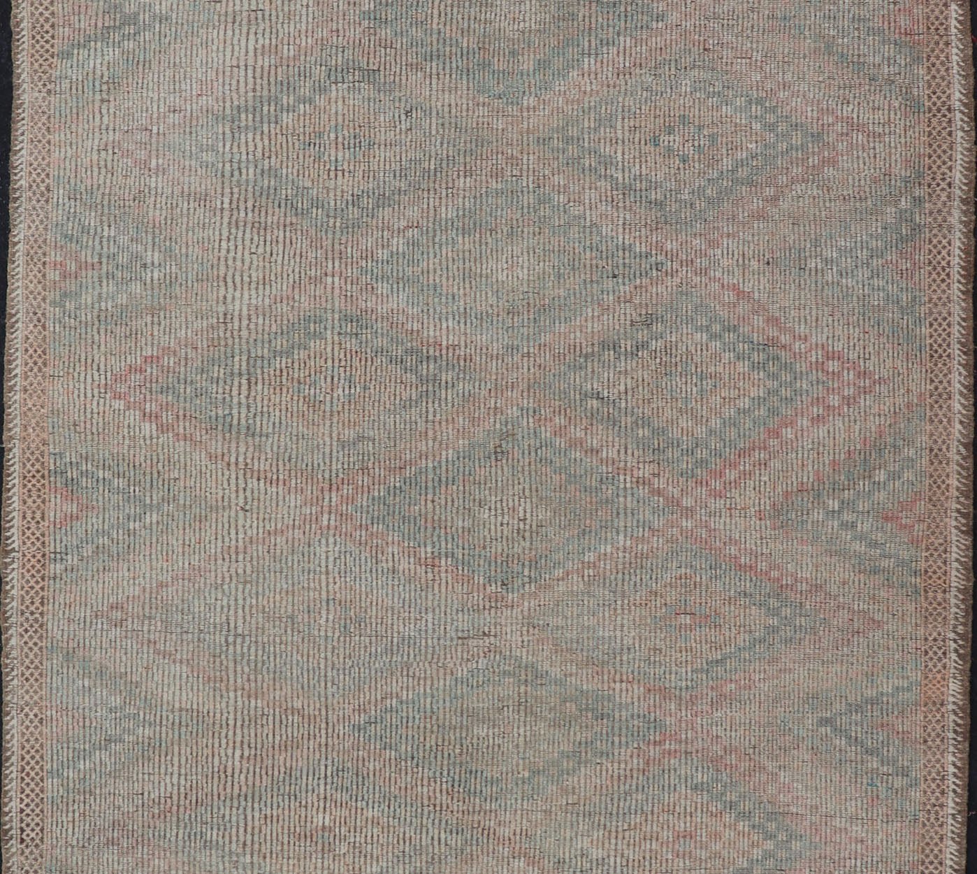 Vintage Turkish Embroidered Flat - Weave Rug with Geometric Design Vintage Turkish Embroidered Flat - Weave Long Rug with Neutral - Toned Geometric Design. Keivan Woven Arts - Geometric design vintage Kilim gallery rug from Turkey rug EN - P13110, countr... - Keivan Woven ArtsEN - P13110 - 17694Rug