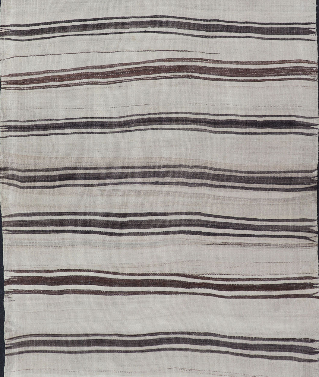 Turkish Vintage Flat - Weave in Shades of Brown and Ivory with Stripe Design Turkish Vintage Flat - Weave in Shades of Brown and Ivory with Stripe Design with Minimalist design and stripes. Keivan Woven Arts / rug EN - P13118, country of origin / typ... - Keivan Woven ArtsEN - P13118 - 17802Rug