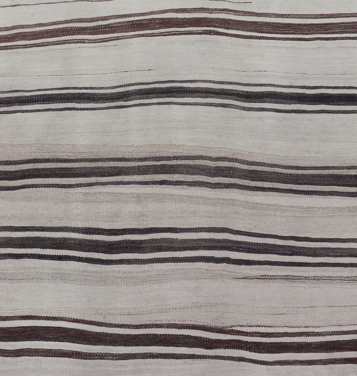 Turkish Vintage Flat - Weave in Shades of Brown and Ivory with Stripe Design Turkish Vintage Flat - Weave in Shades of Brown and Ivory with Stripe Design with Minimalist design and stripes. Keivan Woven Arts / rug EN - P13118, country of origin / typ... - Keivan Woven ArtsEN - P13118 - 17802Rug