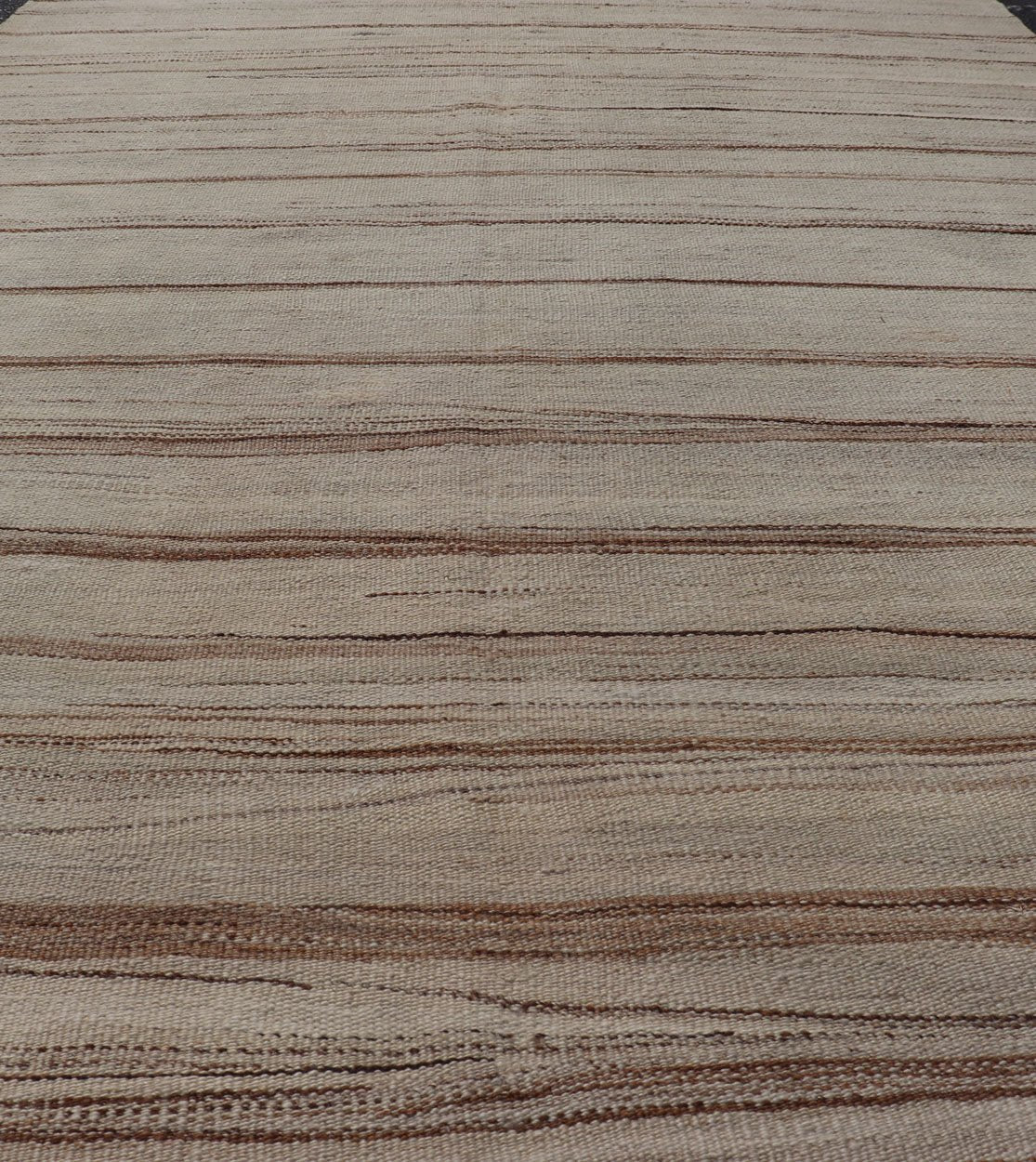 Vintage Flat Weave Turkish Kilim with Stripes in Tan, Taupe, Cream, and Brown Vintage Flat Weave Turkish Kilim with Stripes in Tan, Taupe, Cream, and Brown Vintage Turkish Kilim, Keivan Woven Arts / rug EN - P13141, country of origin / type:... - Keivan Woven ArtsEN - P13141 - 17706Rug