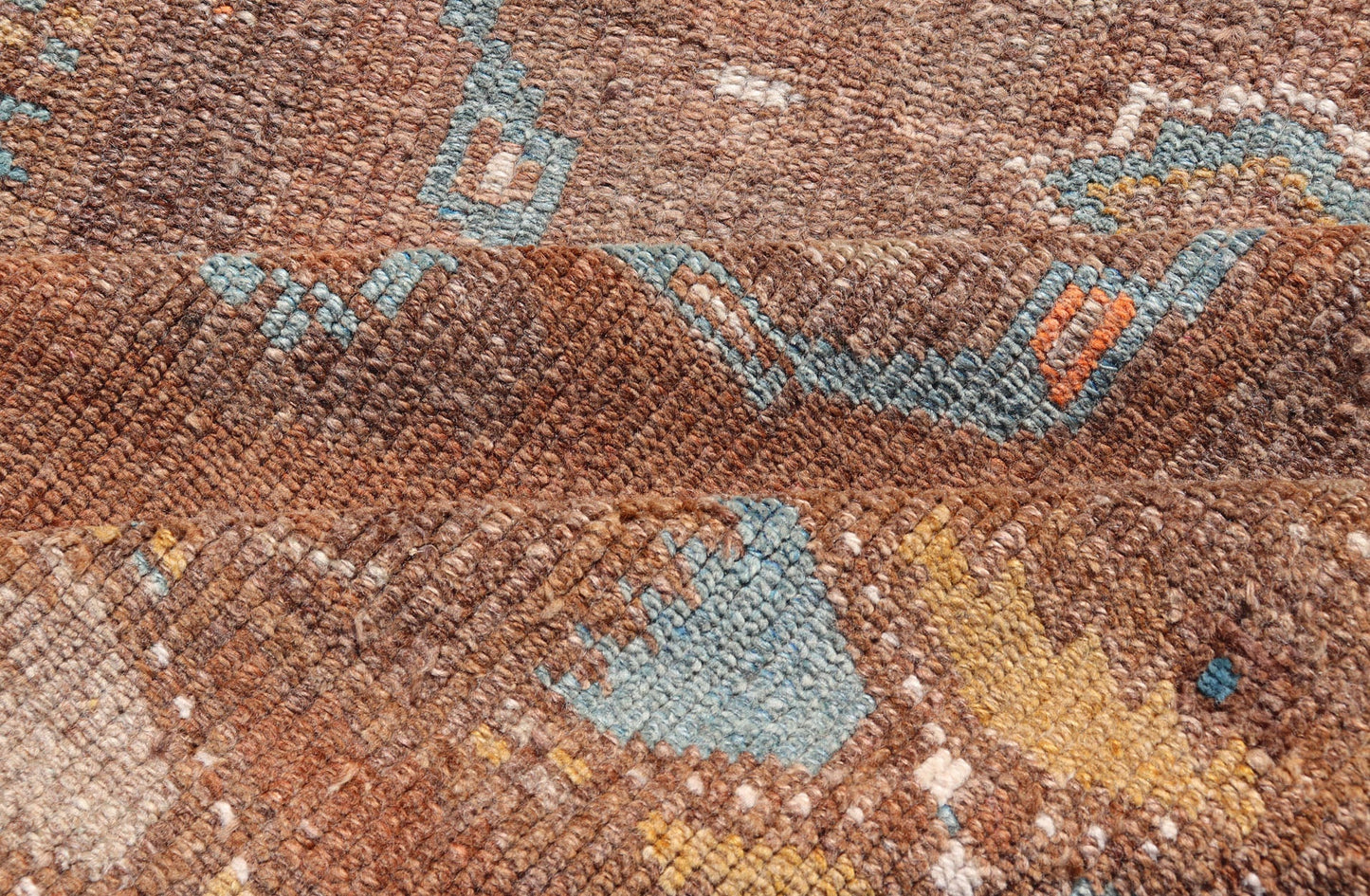 Vintage Turkish Kars Runner in Brown Color, Tan, Taupe and Soft Orange Vintage Turkish Kars Runner in Brown Color, Tan, Taupe and Soft Orange. Keivan Woven Arts / rug EN - P13239, country of origin / type: Turkey / Kilim, circa Mid - 20th Century. ... - Keivan Woven ArtsEN - P13239 - 18120Rug
