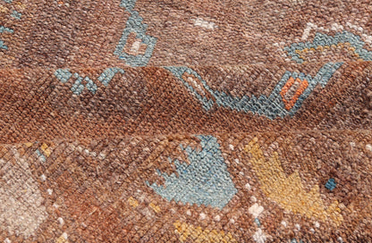 Vintage Turkish Kars Runner in Brown Color, Tan, Taupe and Soft Orange Vintage Turkish Kars Runner in Brown Color, Tan, Taupe and Soft Orange. Keivan Woven Arts / rug EN - P13239, country of origin / type: Turkey / Kilim, circa Mid - 20th Century. ... - Keivan Woven ArtsEN - P13239 - 18120Rug