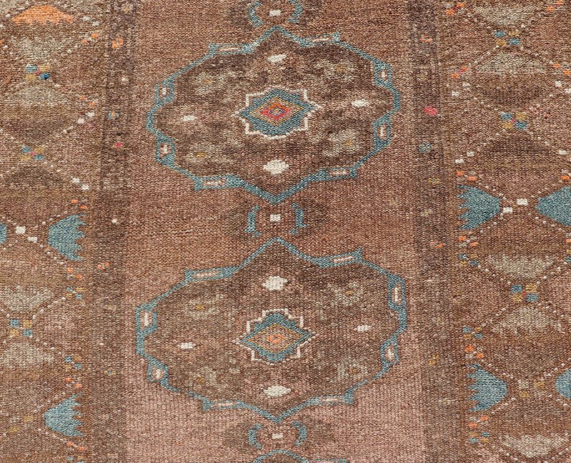 Vintage Turkish Kars Runner in Brown Color, Tan, Taupe and Soft Orange Vintage Turkish Kars Runner in Brown Color, Tan, Taupe and Soft Orange. Keivan Woven Arts / rug EN - P13239, country of origin / type: Turkey / Kilim, circa Mid - 20th Century. ... - Keivan Woven ArtsEN - P13239 - 18120Rug