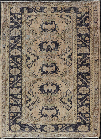Vintage Turkish Oushak Rug with All - Over Sub - Geometric Medallion Design in Blue Vintage Turkish Oushak Rug with All - Over Sub - Geometric Medallion Design in Blue. Keivan Woven Arts / rug EN - P13368, country of origin / type: Turkey / Oushak, circa ... - Keivan Woven ArtsEN - P13368 - 17730Rug