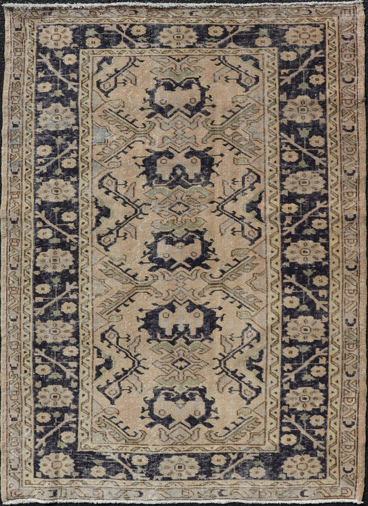 Vintage Turkish Oushak Rug with All - Over Sub - Geometric Medallion Design in Blue Vintage Turkish Oushak Rug with All - Over Sub - Geometric Medallion Design in Blue. Keivan Woven Arts / rug EN - P13368, country of origin / type: Turkey / Oushak, circa ... - Keivan Woven ArtsEN - P13368 - 17730Rug