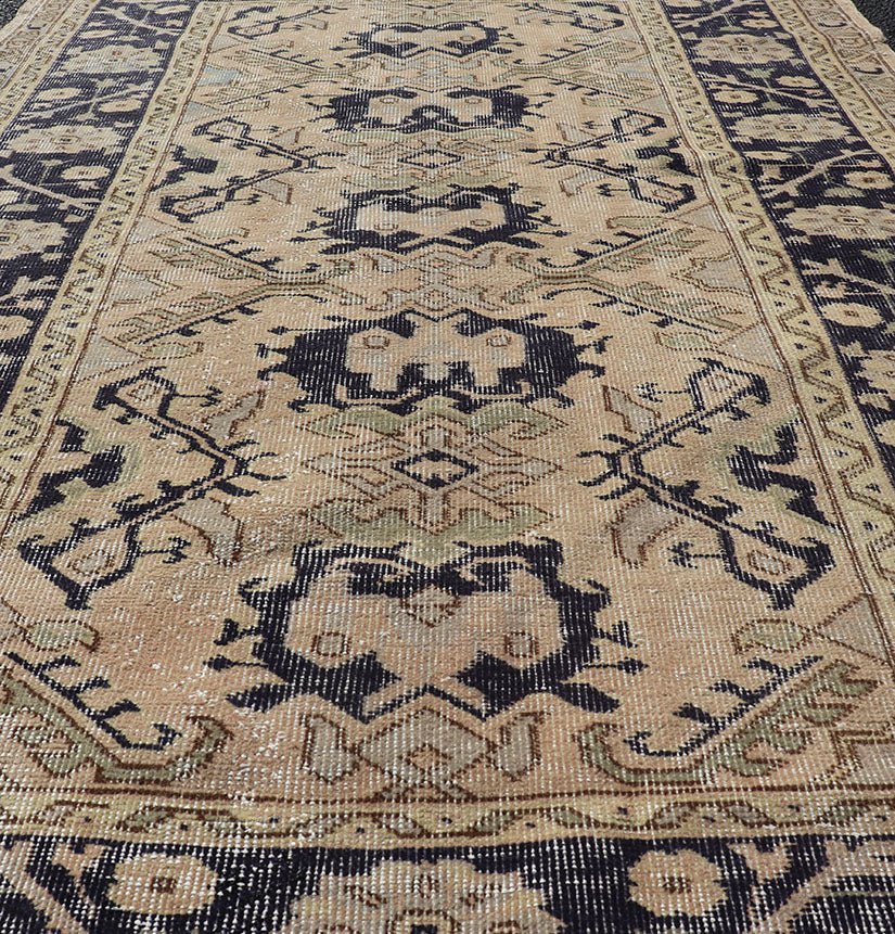 Vintage Turkish Oushak Rug with All - Over Sub - Geometric Medallion Design in Blue Vintage Turkish Oushak Rug with All - Over Sub - Geometric Medallion Design in Blue. Keivan Woven Arts / rug EN - P13368, country of origin / type: Turkey / Oushak, circa ... - Keivan Woven ArtsEN - P13368 - 17730Rug