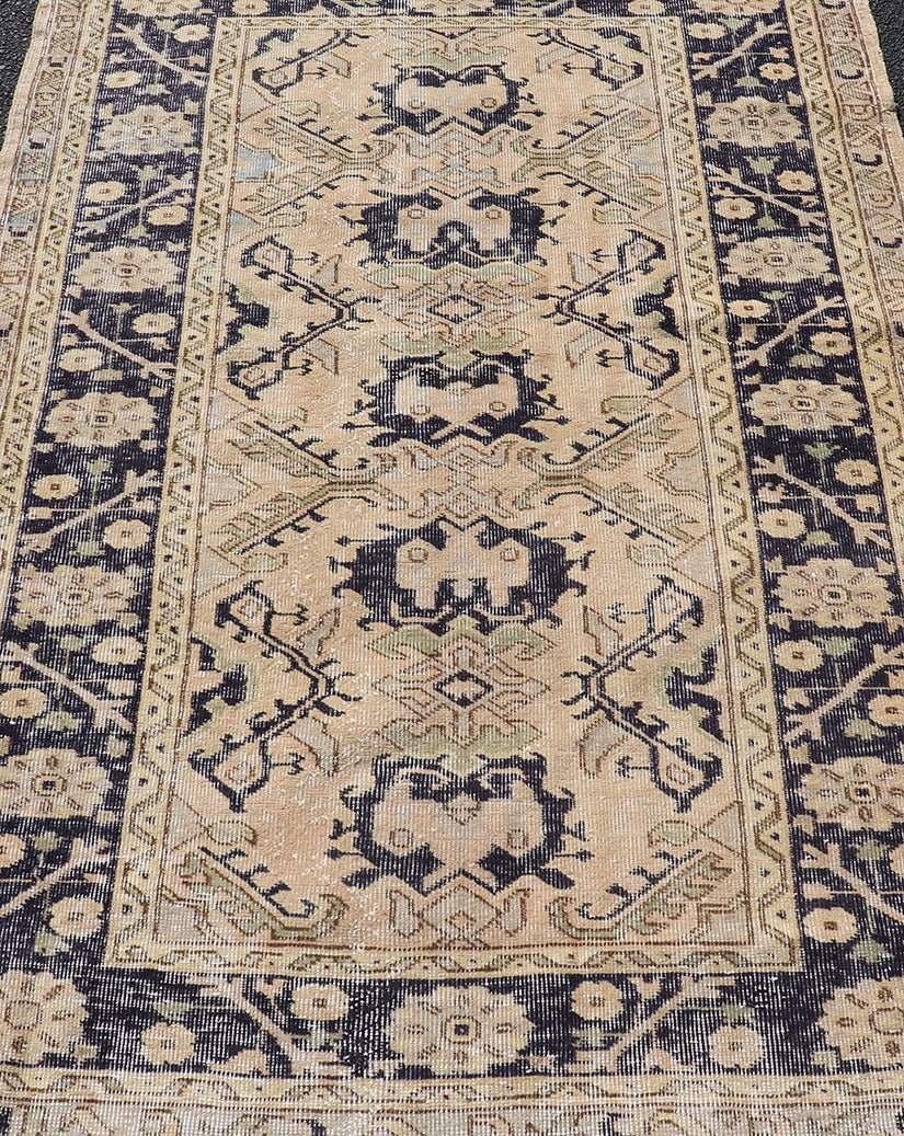 Vintage Turkish Oushak Rug with All - Over Sub - Geometric Medallion Design in Blue Vintage Turkish Oushak Rug with All - Over Sub - Geometric Medallion Design in Blue. Keivan Woven Arts / rug EN - P13368, country of origin / type: Turkey / Oushak, circa ... - Keivan Woven ArtsEN - P13368 - 17730Rug