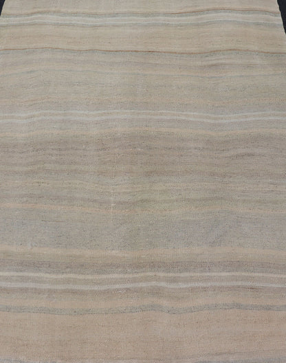 Vintage Turkish Kilim with Stripes in Taupe, Gray, Tan, Cream and Brown Vintage Turkish Kilim with Stripes in Taupe, Gray, Tan, Cream and Brown. Keivan Woven Arts / rug EN - P13422, country of origin / type: Turkey / Kilim, circa Mid - 20th Century.... - Keivan Woven ArtsEN - P13422 - 17814Rug