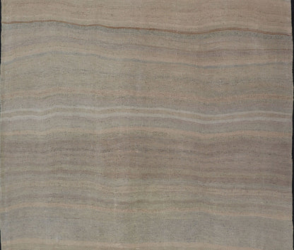 Vintage Turkish Kilim with Stripes in Taupe, Gray, Tan, Cream and Brown Vintage Turkish Kilim with Stripes in Taupe, Gray, Tan, Cream and Brown. Keivan Woven Arts / rug EN - P13422, country of origin / type: Turkey / Kilim, circa Mid - 20th Century.... - Keivan Woven ArtsEN - P13422 - 17814Rug