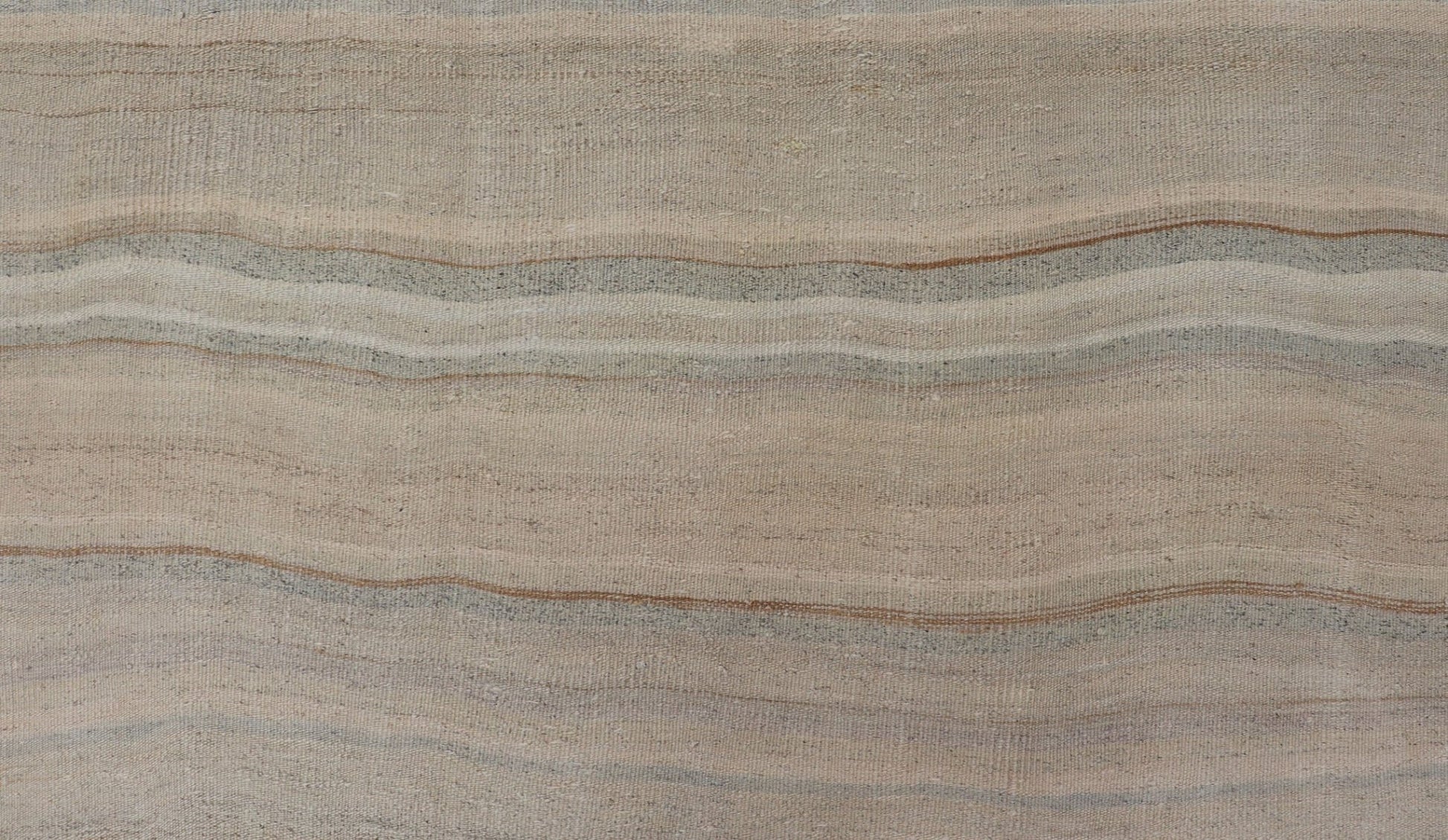 Vintage Turkish Kilim with Stripes in Taupe, Gray, Tan, Cream and Brown Vintage Turkish Kilim with Stripes in Taupe, Gray, Tan, Cream and Brown. Keivan Woven Arts / rug EN - P13422, country of origin / type: Turkey / Kilim, circa Mid - 20th Century.... - Keivan Woven ArtsEN - P13422 - 17814Rug
