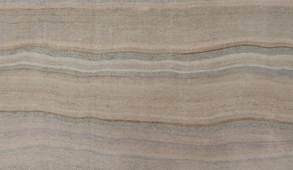 Vintage Turkish Kilim with Stripes in Taupe, Gray, Tan, Cream and Brown Vintage Turkish Kilim with Stripes in Taupe, Gray, Tan, Cream and Brown. Keivan Woven Arts / rug EN - P13422, country of origin / type: Turkey / Kilim, circa Mid - 20th Century.... - Keivan Woven ArtsEN - P13422 - 17814Rug