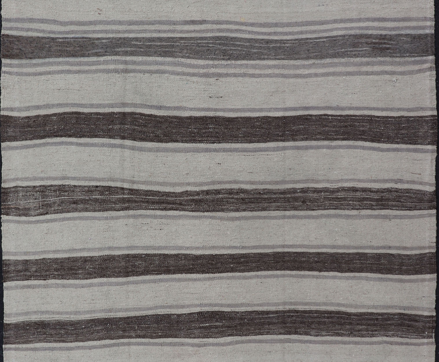 Vintage Flat Weave Turkish Kilim with Stripes in Ivory, Gray, and Charcoal Vintage Flat Weave Turkish Kilim with Stripes in Ivory, Gray, and Charcoal. Keivan Woven Arts / rug EN - P13424, country of origin / type: Turkey / Kilim, circa Mid - 20th Ce... - Keivan Woven ArtsEN - P13424 - 17766Rug
