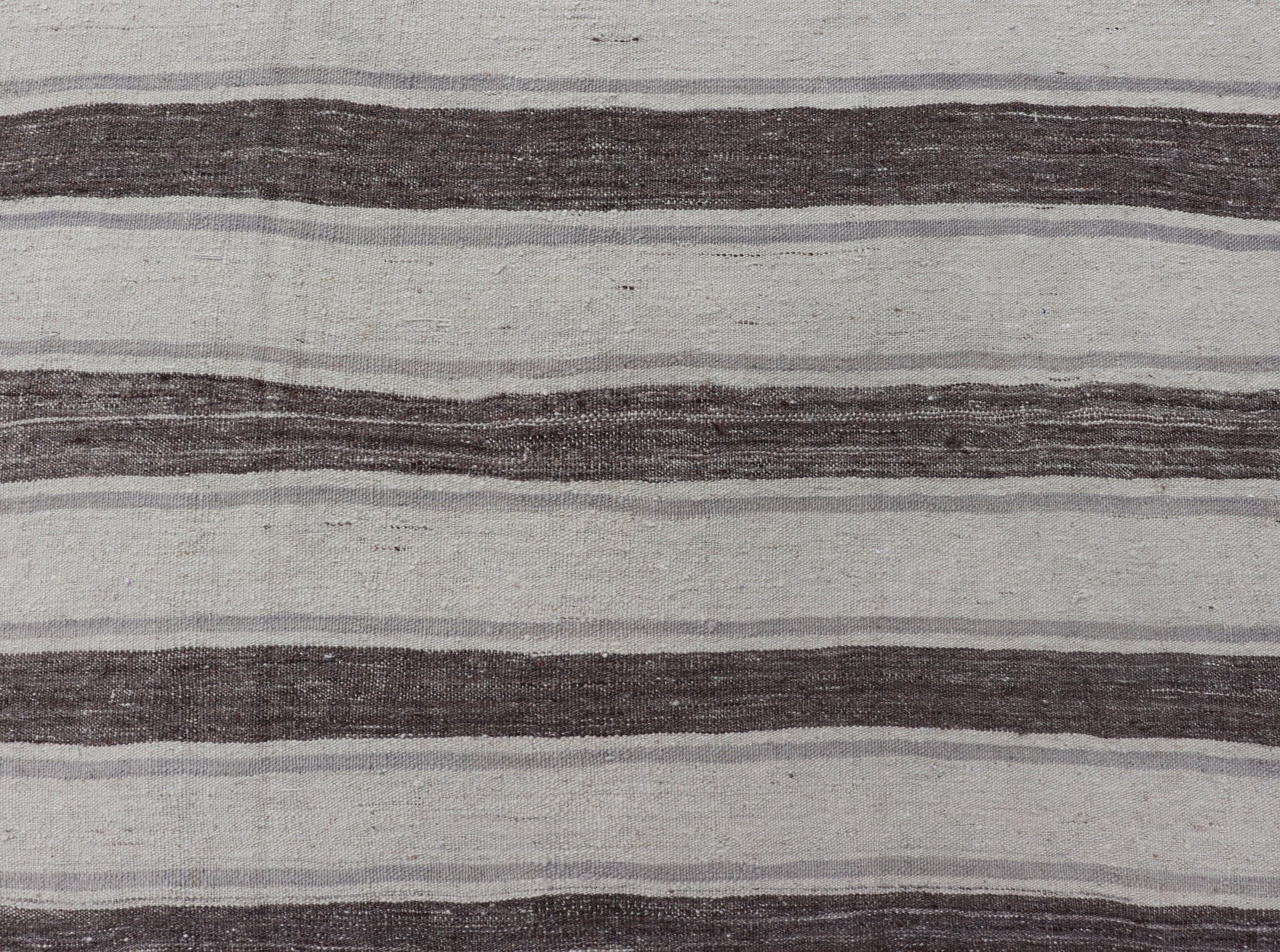 Vintage Flat Weave Turkish Kilim with Stripes in Ivory, Gray, and Charcoal Vintage Flat Weave Turkish Kilim with Stripes in Ivory, Gray, and Charcoal. Keivan Woven Arts / rug EN - P13424, country of origin / type: Turkey / Kilim, circa Mid - 20th Ce... - Keivan Woven ArtsEN - P13424 - 17766Rug