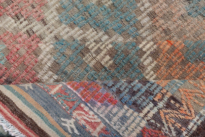 Vintage Turkish Kilim with All - Over Geometric Diamond Design in Multicolor Vintage Kilim Rug with all - over geometric design in soft array of colors. Keivan Woven Arts / rug EN - P13428, country of origin / type: Turkey / Kilim, circa Mid - 20th Cent... - Keivan Woven ArtsEN - P13428 - 17778Rug