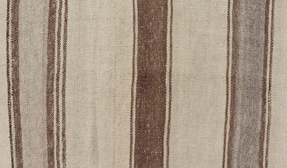 Vintage Turkish Kilim with Vertical Stripes in Tan, Taupe, gray, Cream and Brown Vintage Kilim Rug, rug EN - P13441 , country of origin / type: Turkey / Kilim, circa Mid - 20th Century. Measures: 4'3 x 5'10. - Keivan Woven ArtsEN - P13441 - 18449Rug