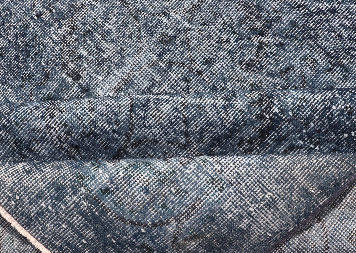Vintage Overdyed Turkish Oushak Rug with Floral Design in Charcoal and Blues Vintage Overdyed Turkish Oushak Rug with Floral Design in Charcoal and Blues. Keivan Woven Arts / rug EN - P13611, country of origin / type: Turkey / Oushak, circa Mid - 20... - Keivan Woven ArtsEN - P13611 - 17856Rug