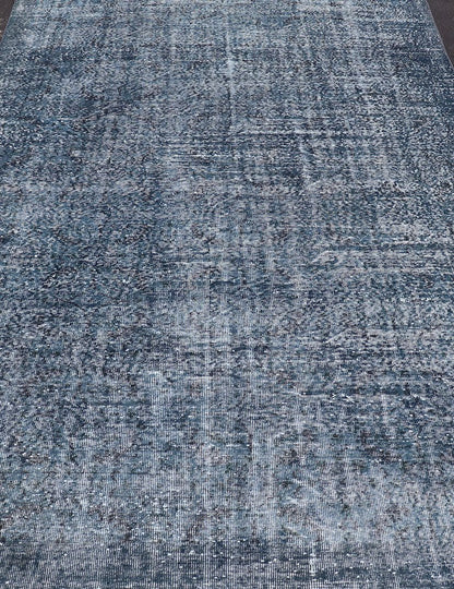 Vintage Overdyed Turkish Oushak Rug with Floral Design in Charcoal and Blues Vintage Overdyed Turkish Oushak Rug with Floral Design in Charcoal and Blues. Keivan Woven Arts / rug EN - P13611, country of origin / type: Turkey / Oushak, circa Mid - 20... - Keivan Woven ArtsEN - P13611 - 17856Rug