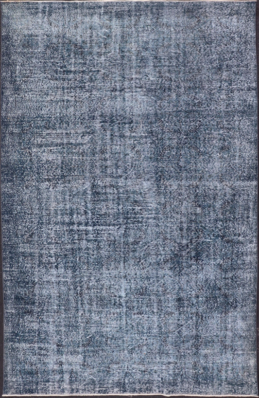 Vintage Overdyed Turkish Oushak Rug with Floral Design in Charcoal and Blues Vintage Overdyed Turkish Oushak Rug with Floral Design in Charcoal and Blues. Keivan Woven Arts / rug EN - P13611, country of origin / type: Turkey / Oushak, circa Mid - 20... - Keivan Woven ArtsEN - P13611 - 17856Rug