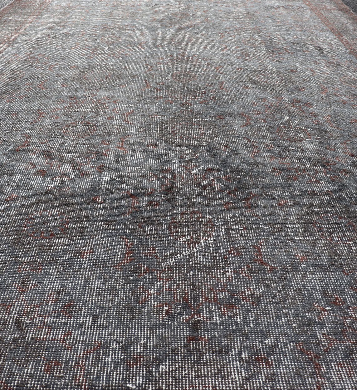 Vintage Turkish Overdyed Oushak with Floral Design in in Gray, Brown & Charcoal Vintage Turkish Overdyed Oushak with Floral Design in in Gray, Brown & Charcoal. Keivan Woven Arts / rug EN - P13613, country of origin / type: Turkey / Oushak, circa ... - Keivan Woven ArtsEN - P13613 - 17868Rug