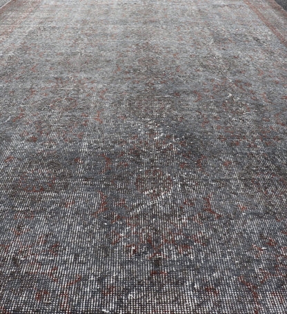 Vintage Turkish Overdyed Oushak with Floral Design in in Gray, Brown & Charcoal Vintage Turkish Overdyed Oushak with Floral Design in in Gray, Brown & Charcoal. Keivan Woven Arts / rug EN - P13613, country of origin / type: Turkey / Oushak, circa ... - Keivan Woven ArtsEN - P13613 - 17868Rug