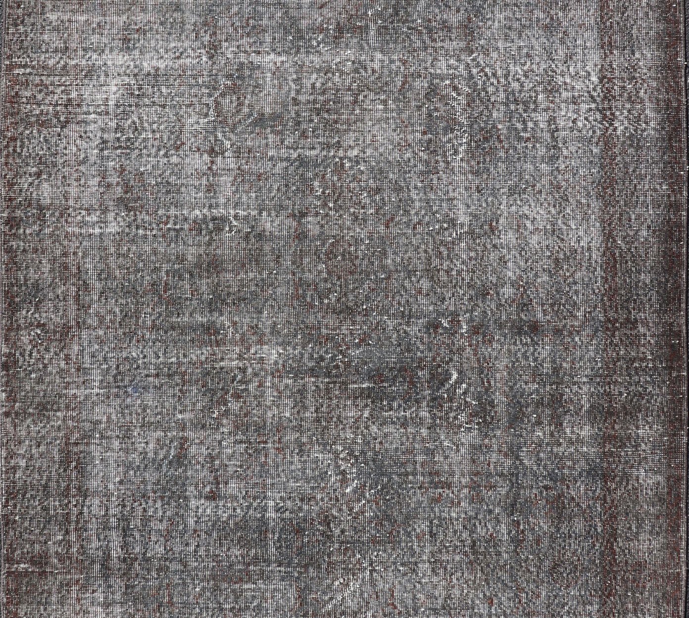 Vintage Turkish Overdyed Oushak with Floral Design in in Gray, Brown & Charcoal Vintage Turkish Overdyed Oushak with Floral Design in in Gray, Brown & Charcoal. Keivan Woven Arts / rug EN - P13613, country of origin / type: Turkey / Oushak, circa ... - Keivan Woven ArtsEN - P13613 - 17868Rug
