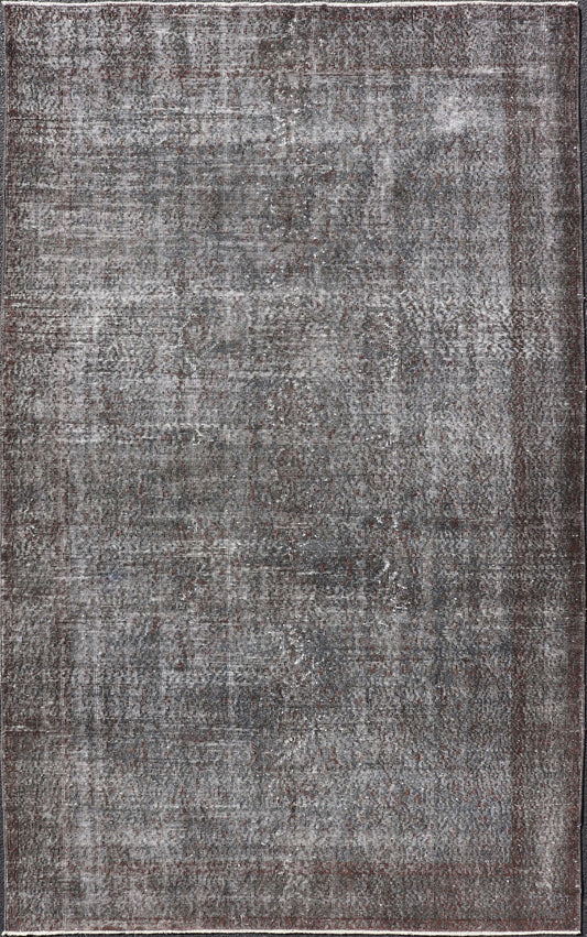 Vintage Turkish Overdyed Oushak with Floral Design in in Gray, Brown & Charcoal Vintage Turkish Overdyed Oushak with Floral Design in in Gray, Brown & Charcoal. Keivan Woven Arts / rug EN - P13613, country of origin / type: Turkey / Oushak, circa ... - Keivan Woven ArtsEN - P13613 - 17868