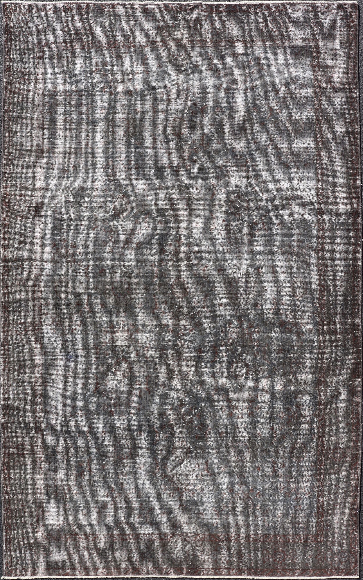 Vintage Turkish Overdyed Oushak with Floral Design in in Gray, Brown & Charcoal Vintage Turkish Overdyed Oushak with Floral Design in in Gray, Brown & Charcoal. Keivan Woven Arts / rug EN - P13613, country of origin / type: Turkey / Oushak, circa ... - Keivan Woven ArtsEN - P13613 - 17868Rug