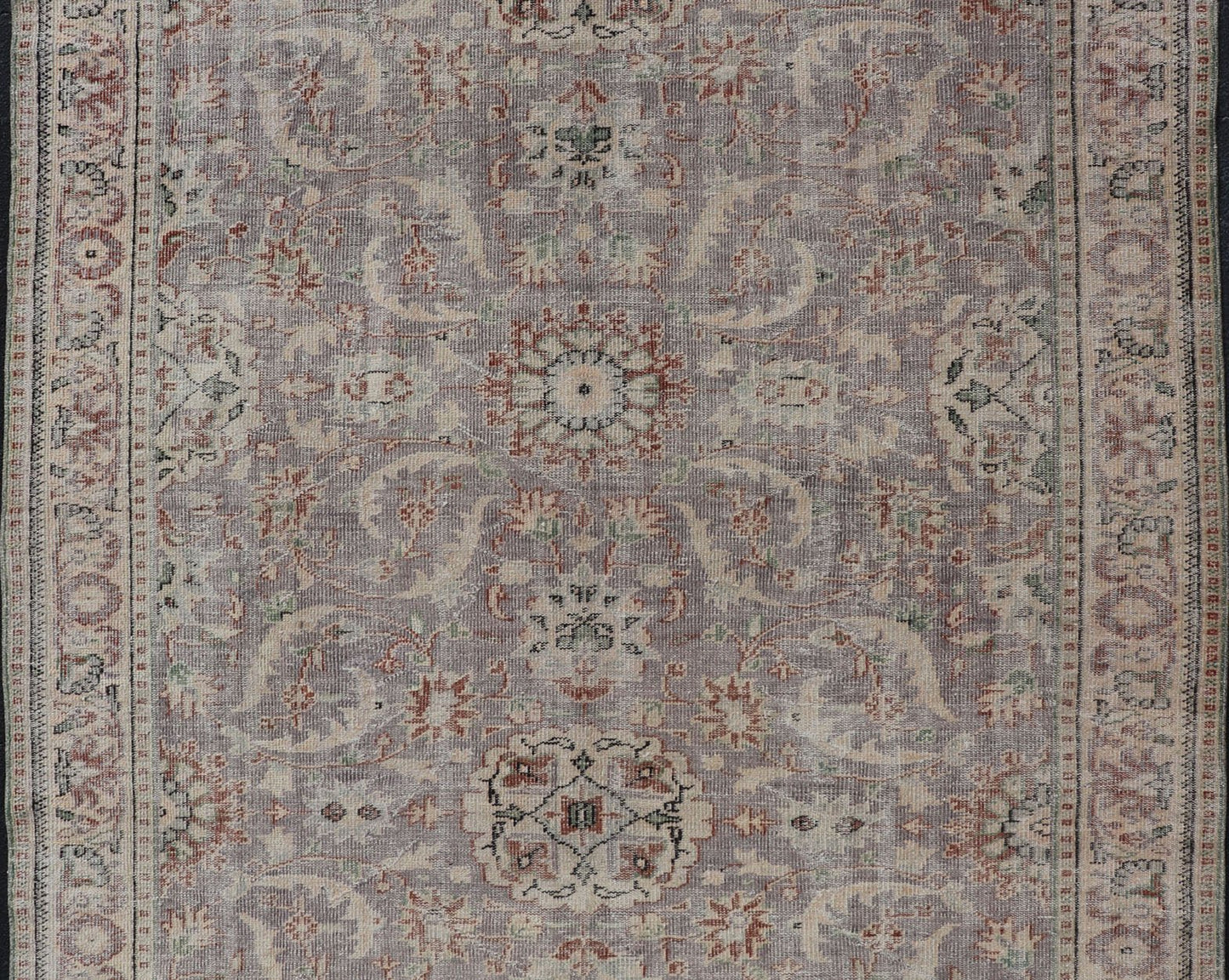 Vintage Turkish Distressed Oushak Rug with All - Over Floral Design in Lilac Color Vintage Turkish Distressed Oushak Rug with All - Over Floral Design in Lilac Color. Keivan Woven Arts / rug EN - P13614, country of origin / type: Turkey / Oushak, ... - Keivan Woven ArtsEN - P13614 - 18126Rug