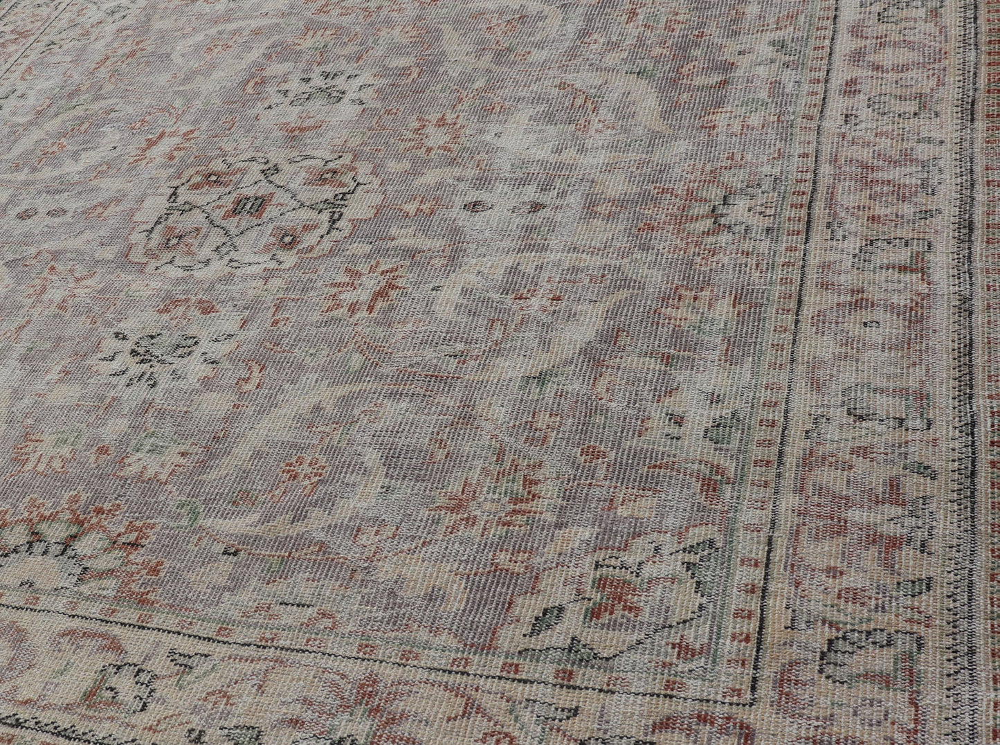 Vintage Turkish Distressed Oushak Rug with All - Over Floral Design in Lilac Color Vintage Turkish Distressed Oushak Rug with All - Over Floral Design in Lilac Color. Keivan Woven Arts / rug EN - P13614, country of origin / type: Turkey / Oushak, ... - Keivan Woven ArtsEN - P13614 - 18126Rug