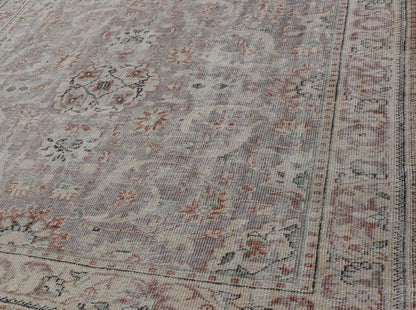 Vintage Turkish Distressed Oushak Rug with All - Over Floral Design in Lilac Color Vintage Turkish Distressed Oushak Rug with All - Over Floral Design in Lilac Color. Keivan Woven Arts / rug EN - P13614, country of origin / type: Turkey / Oushak, ... - Keivan Woven ArtsEN - P13614 - 18126Rug