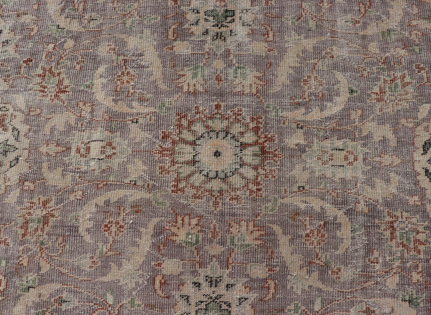 Vintage Turkish Distressed Oushak Rug with All - Over Floral Design in Lilac Color Vintage Turkish Distressed Oushak Rug with All - Over Floral Design in Lilac Color. Keivan Woven Arts / rug EN - P13614, country of origin / type: Turkey / Oushak, ... - Keivan Woven ArtsEN - P13614 - 18126Rug