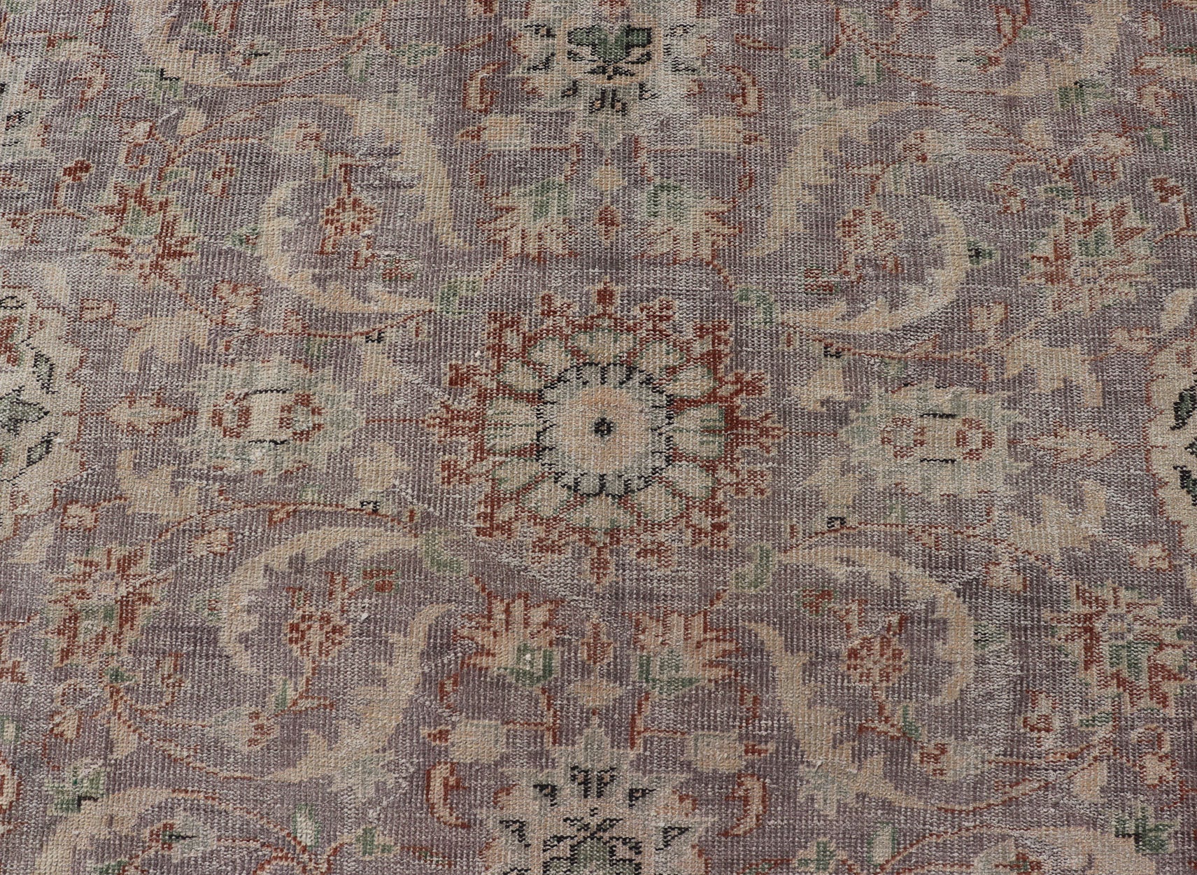 Vintage Turkish Distressed Oushak Rug with All - Over Floral Design in Lilac Color Vintage Turkish Distressed Oushak Rug with All - Over Floral Design in Lilac Color. Keivan Woven Arts / rug EN - P13614, country of origin / type: Turkey / Oushak, ... - Keivan Woven ArtsEN - P13614 - 18126Rug