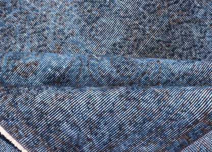 Vintage Hand Knotted Turkish Overdyed Oushak Rug in Dark Blue and Charcoal Vintage Overdyed Oushak Rug in Dark Blue and Charcoal. Keivan Woven Arts / rug EN - P13617, country of origin / type: Turkey / Oushak, circa Mid - 20th Century. Measu... - Keivan Woven ArtsEN - P13617 - 17880Rug