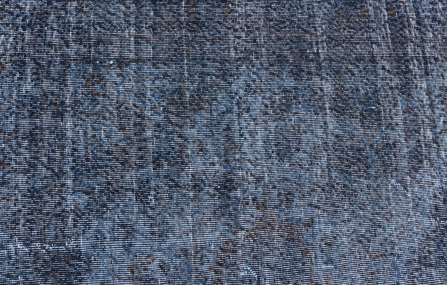 Vintage Hand Knotted Turkish Overdyed Oushak Rug in Dark Blue and Charcoal Vintage Overdyed Oushak Rug in Dark Blue and Charcoal. Keivan Woven Arts / rug EN - P13617, country of origin / type: Turkey / Oushak, circa Mid - 20th Century. Measu... - Keivan Woven ArtsEN - P13617 - 17880Rug