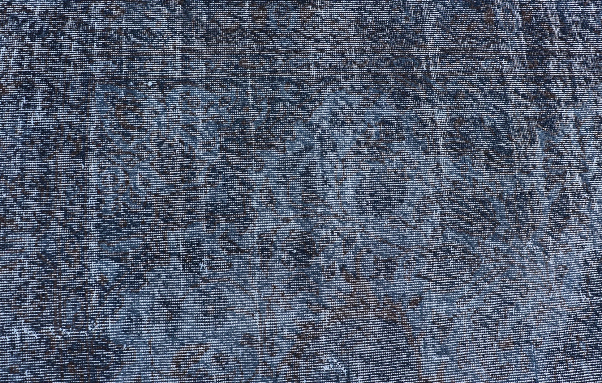 Vintage Hand Knotted Turkish Overdyed Oushak Rug in Dark Blue and Charcoal Vintage Overdyed Oushak Rug in Dark Blue and Charcoal. Keivan Woven Arts / rug EN - P13617, country of origin / type: Turkey / Oushak, circa Mid - 20th Century. Measu... - Keivan Woven ArtsEN - P13617 - 17880Rug