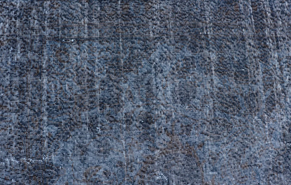 Vintage Hand Knotted Turkish Overdyed Oushak Rug in Dark Blue and Charcoal Vintage Overdyed Oushak Rug in Dark Blue and Charcoal. Keivan Woven Arts / rug EN - P13617, country of origin / type: Turkey / Oushak, circa Mid - 20th Century. Measu... - Keivan Woven ArtsEN - P13617 - 17880Rug