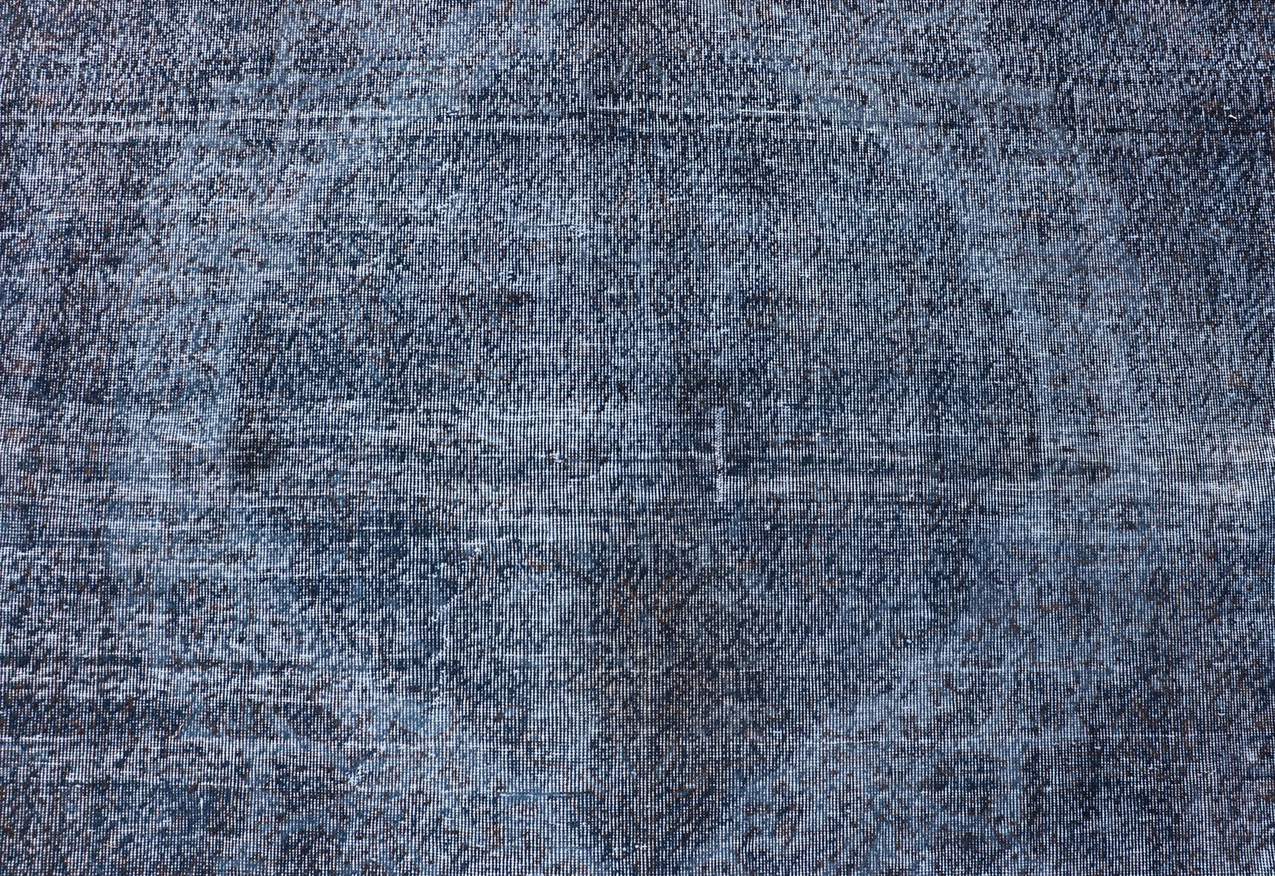 Vintage Hand Knotted Turkish Overdyed Oushak Rug in Dark Blue and Charcoal Vintage Overdyed Oushak Rug in Dark Blue and Charcoal. Keivan Woven Arts / rug EN - P13617, country of origin / type: Turkey / Oushak, circa Mid - 20th Century. Measu... - Keivan Woven ArtsEN - P13617 - 17880Rug